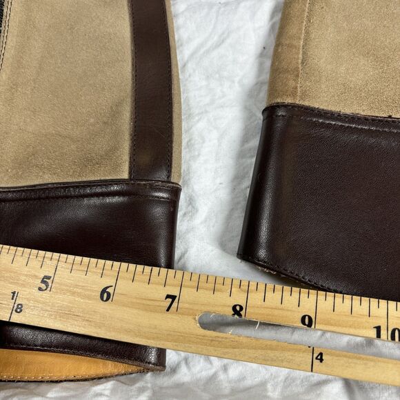 Coach Olivia Riding Boots Tan Suede Brown Leather 6‎ B Stacked Heel - Picture 13 of 16